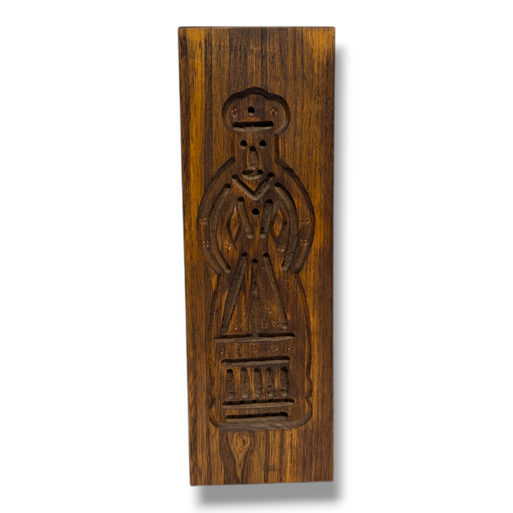 Wooden Springerle Speculaas Speculoos Cookie Mold Press Man In Hat 13.75"